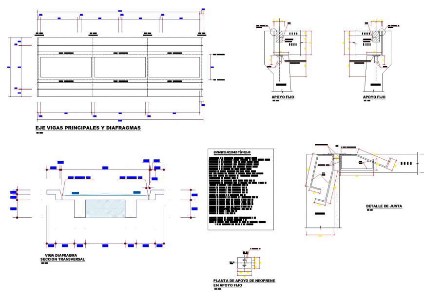 Diagraph line plan bridge section detail dwg file