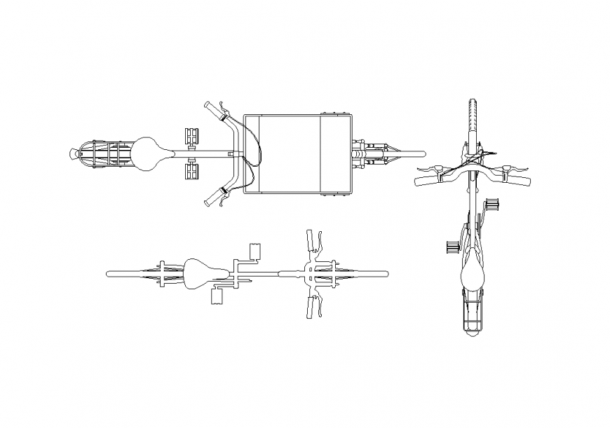 Different design of cycle plan view dwg file