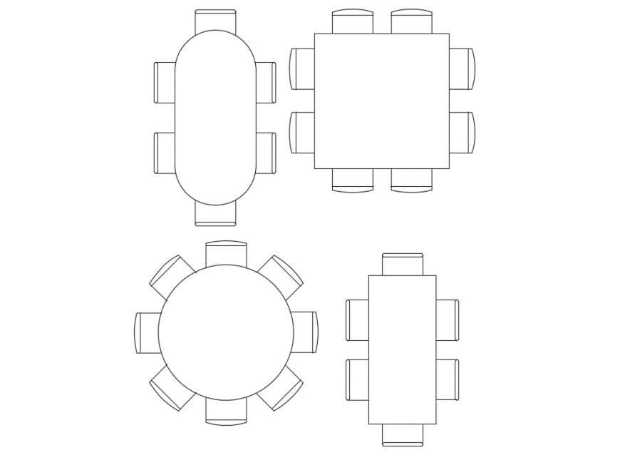 Different dining table design 2d view CAD furniture blocks autocad file
