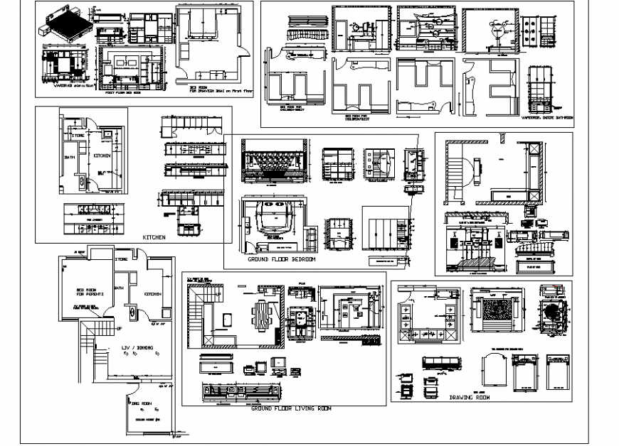 Different types of ceiling detail in dwg file.
