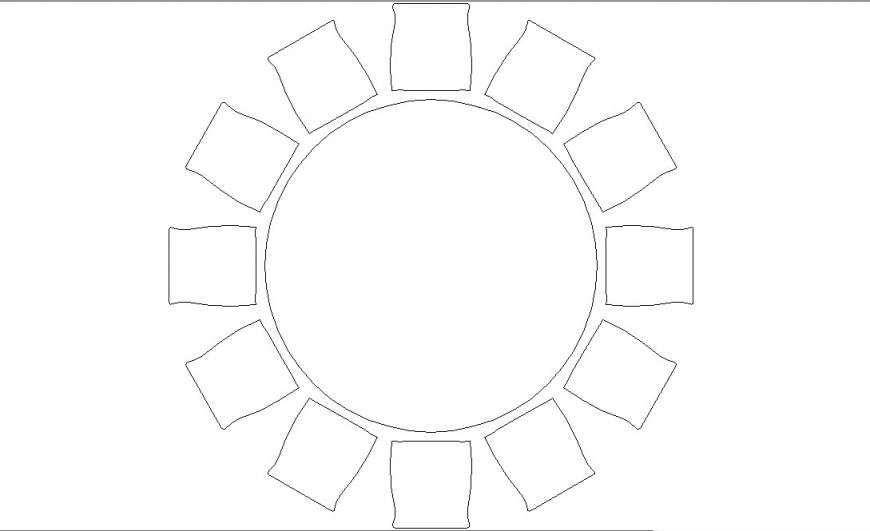 Dining table and chairs top view 2d detail dwg file