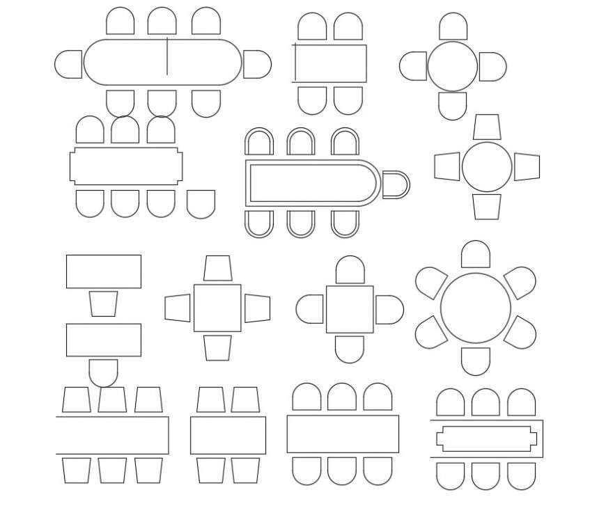 Dining table autocad blocks