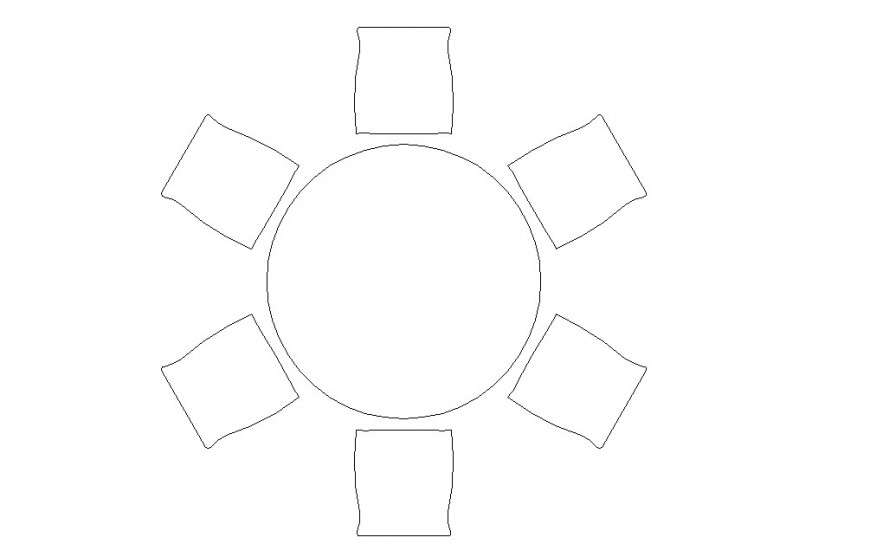 Dining table top view furniture plan detail dwg file