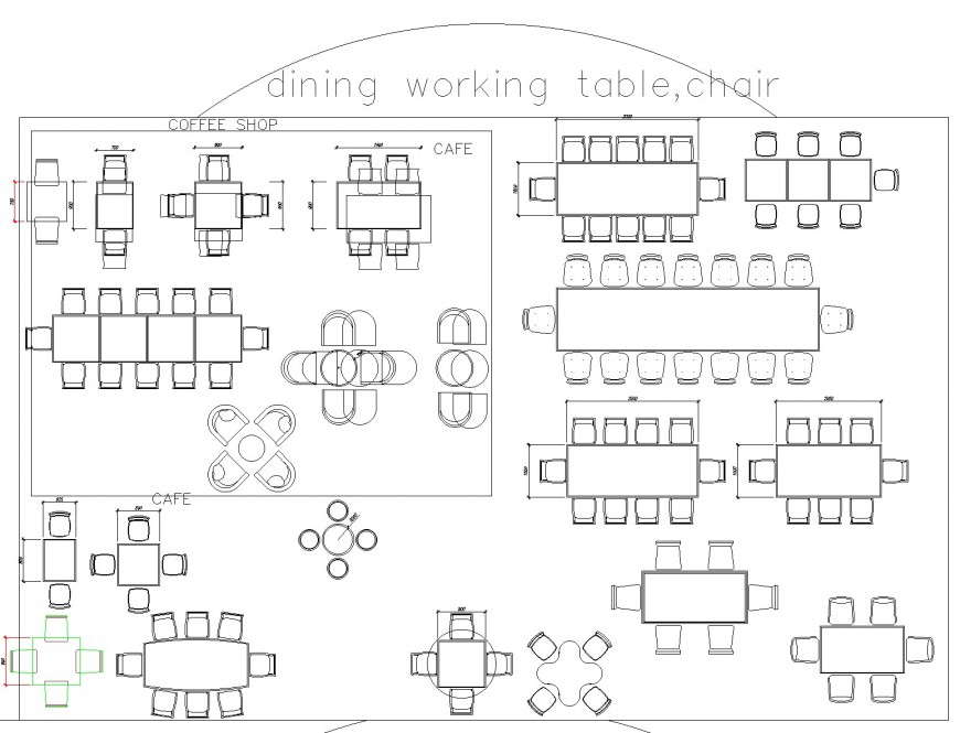 Dining and Work Table with Chair 2D AutoCAD Furniture