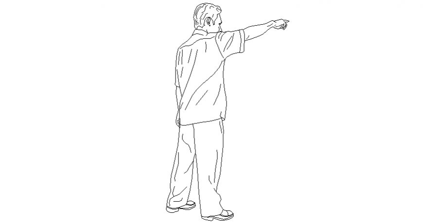 Direction pointing person detail block of people for Auto cad dwg file