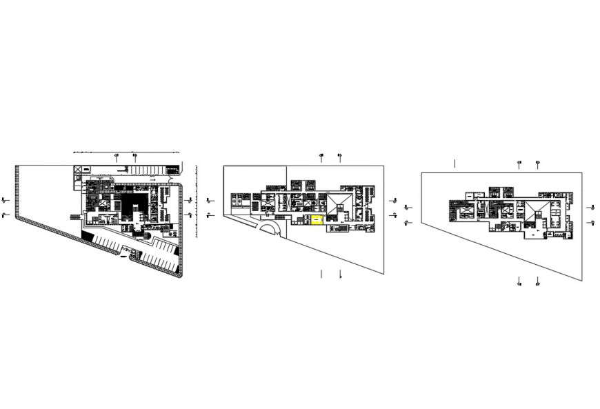 Distribution plan and floor plan details of multi-story hospital dwg file