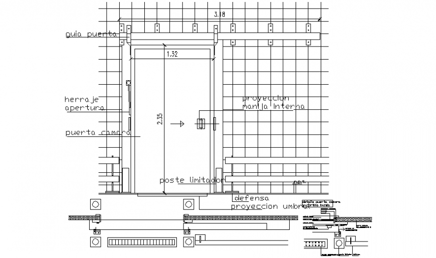 Door drawings 2d view plan and elevation autocad software fie
