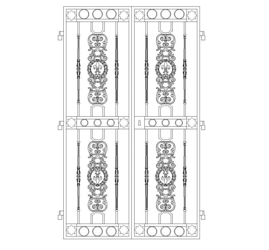 Double door iron grille layout file