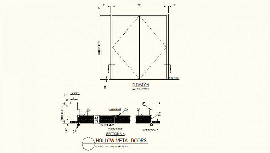 Double hollow metal door detail dwg file