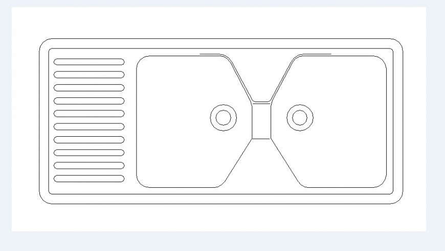 Double sink elevation block drawing details dwg file