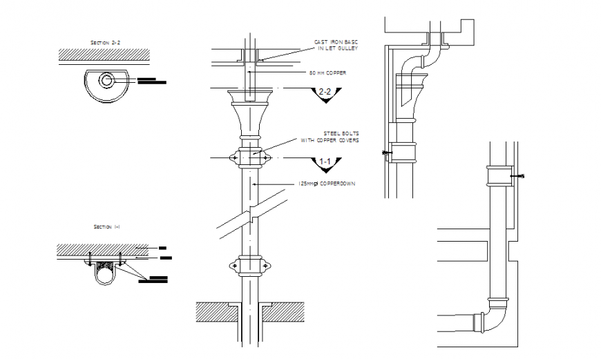 Drainage Piping section Elevation design