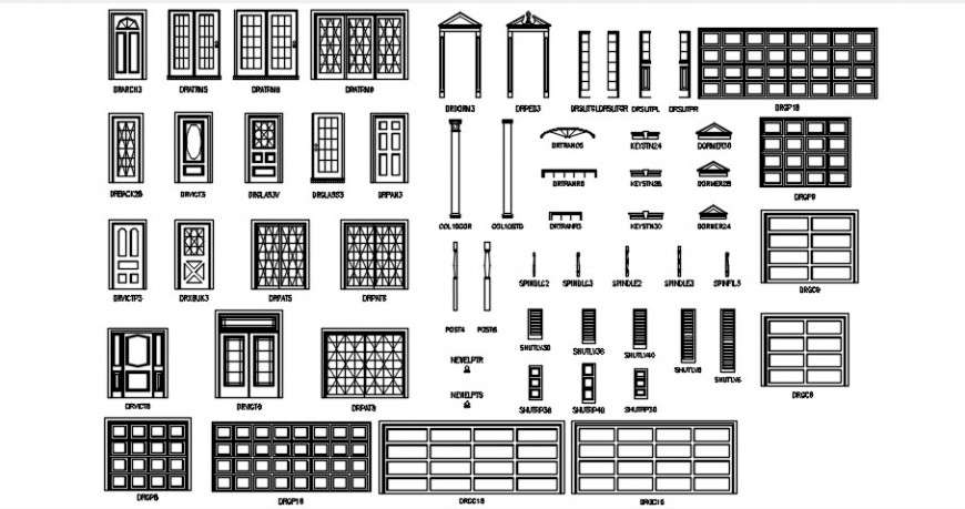 Drawing detailing of door blocks autocad software file