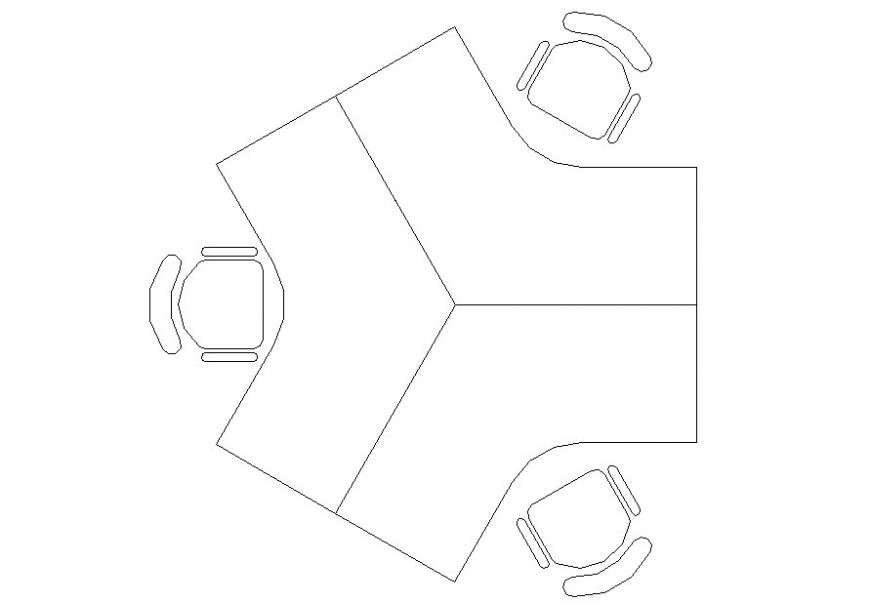 Drawing of 3 combined table AutoCAD file