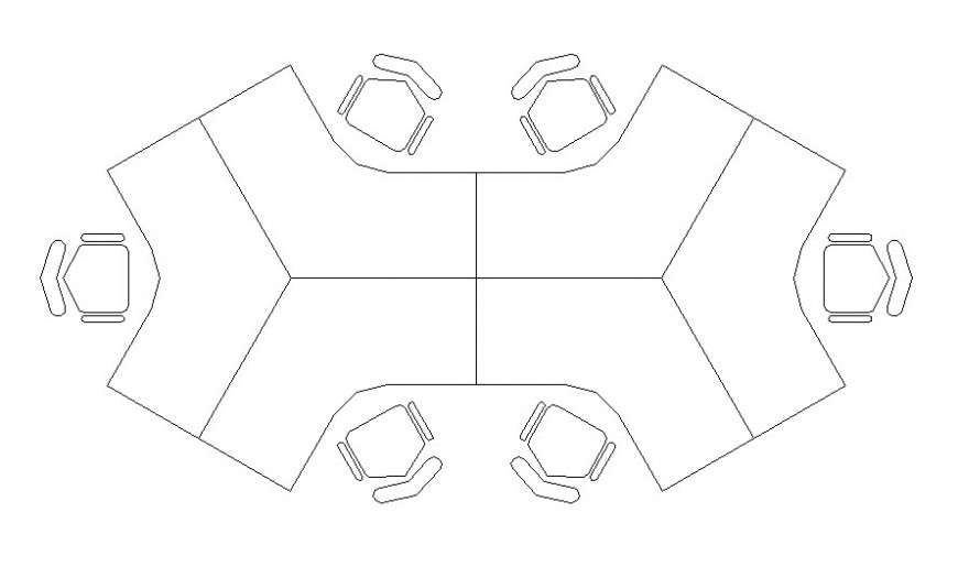Drawing of 4 combined table AutoCAD file