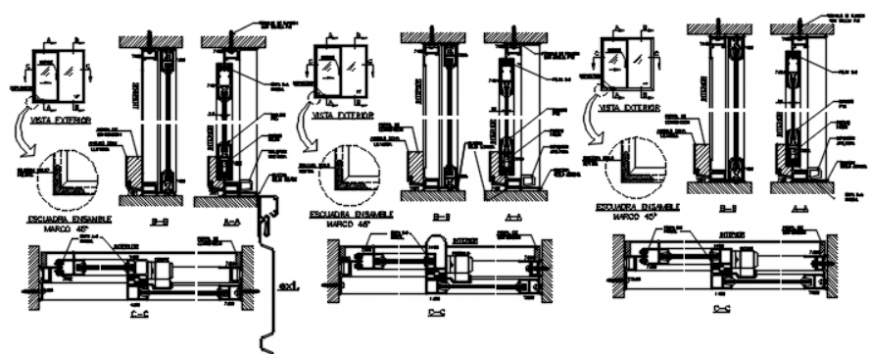 Drawing of aluminum window details AutoCAD file
