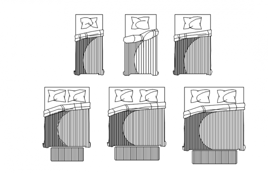 Drawing of bed 2d AutoCAD block
