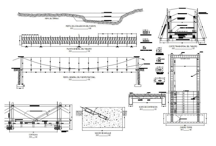 Drawing of bridge construction details