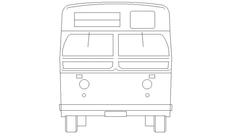 Drawing of bus elevation 2d view in autocad software