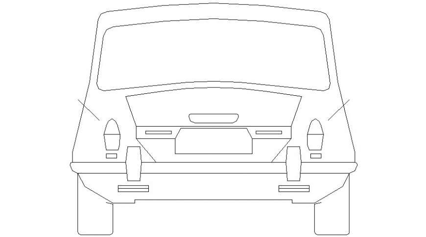 Drawing of car 2d view elevation autocad file