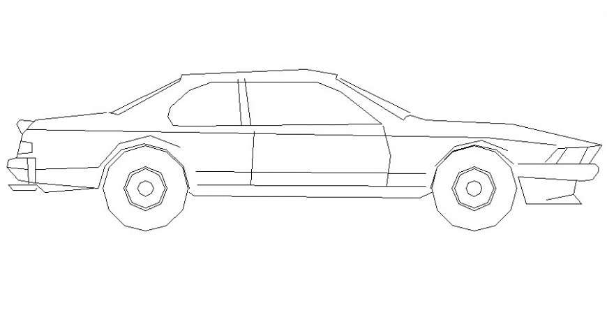 Drawing of car 2d view transportation units dwg file