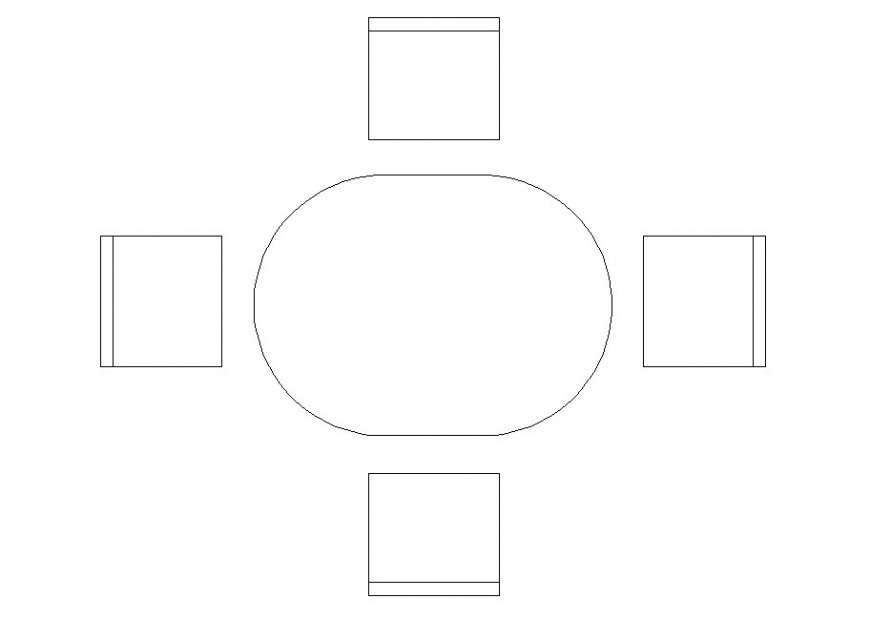 Drawing of ellipse shape table furniture block AutoCAD file