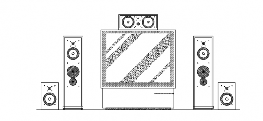 drawing of living room tv unit 2d details