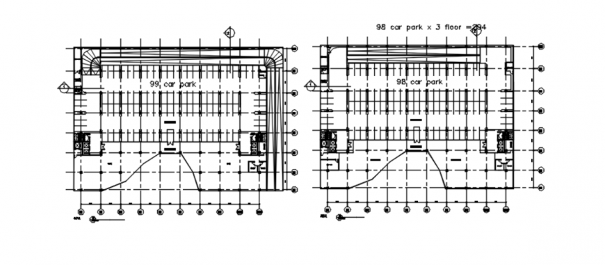 Drawing of mall car parking 2d model AutoCAD file
