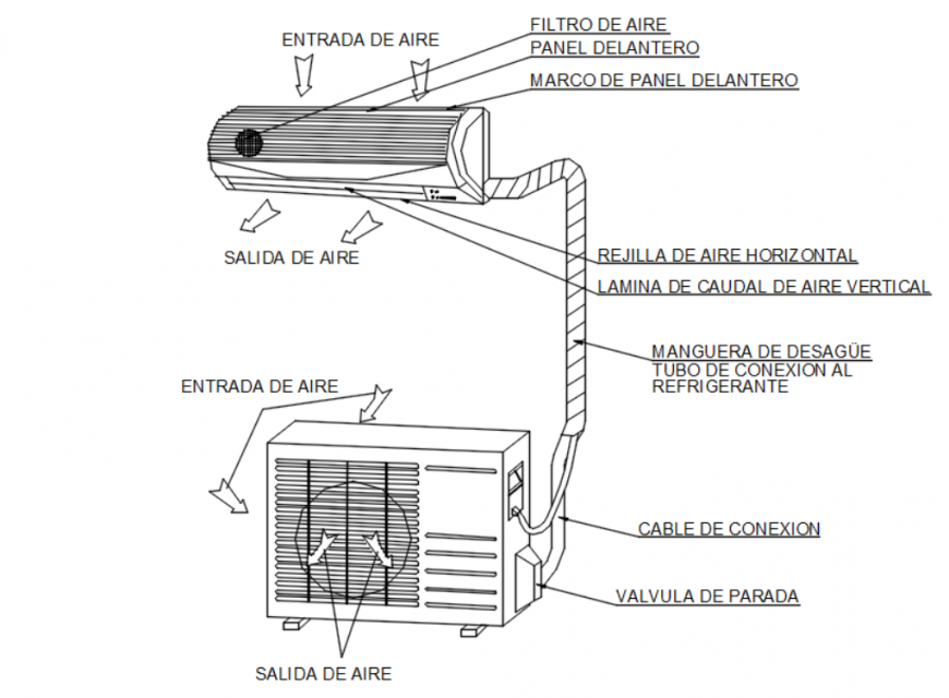 Drawing of mini split ac autocad file