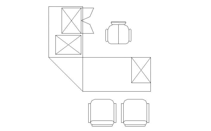 Drawing of office furniture block AutoCAD file