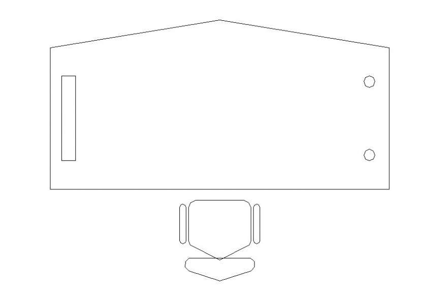 Drawing of one side triangle edge table block AutoCAD file