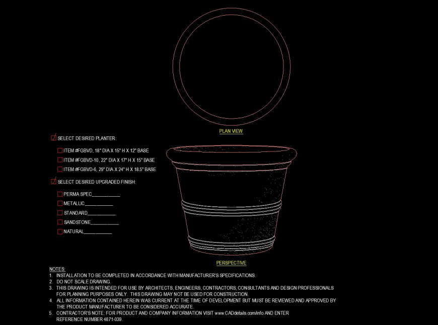 drawing of planter in dwg file.