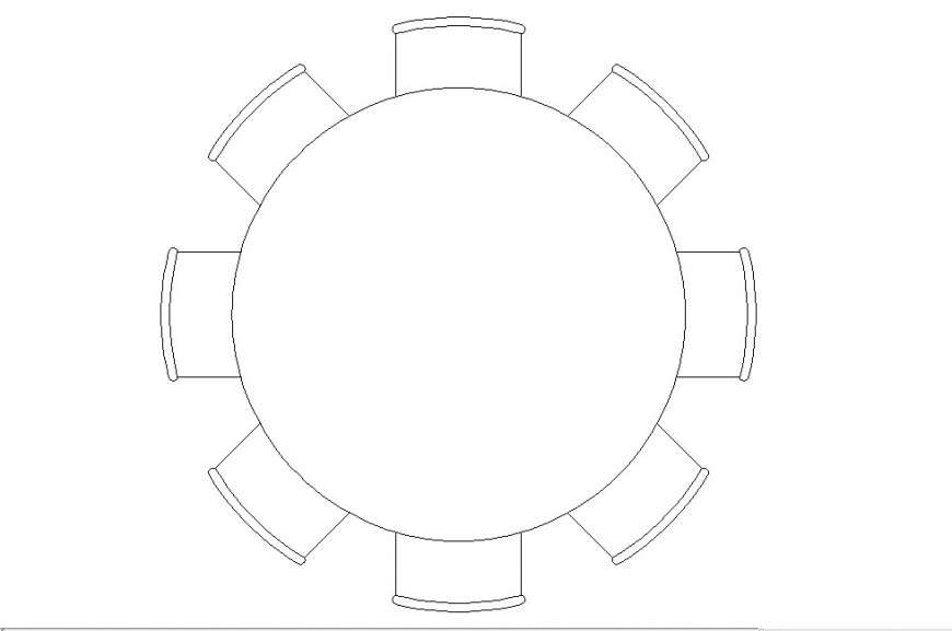 Drawing of round 8 seaters dining table furniture block AutoCAD file