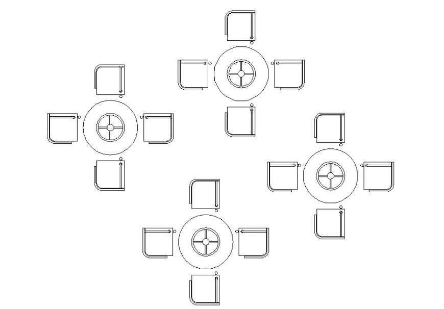 Drawing of square 4 seater table furniture block AutoCAD file.