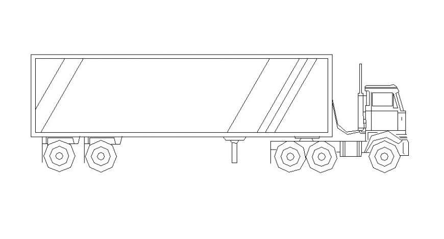 Drawing of truck 2d view elevation in autocad software