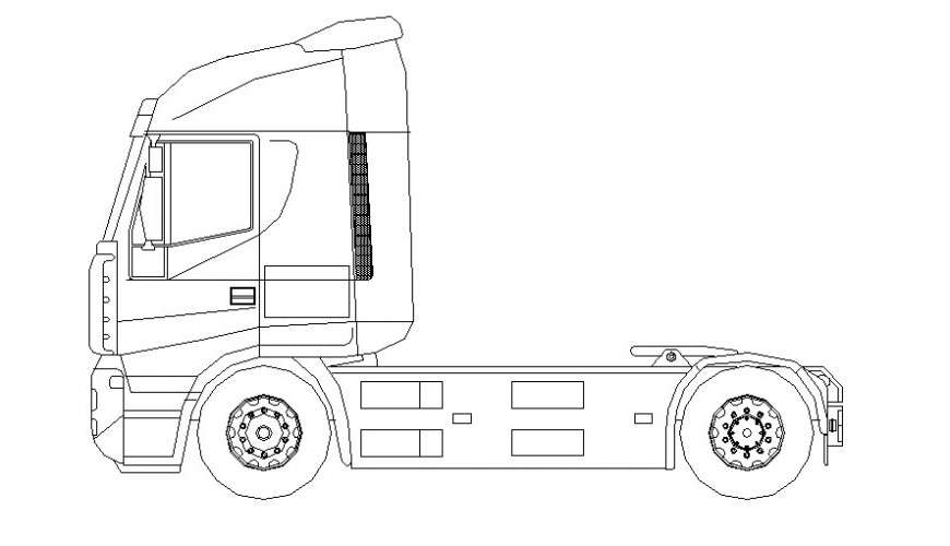 Drawing of truck elevation 2d view in autocad software