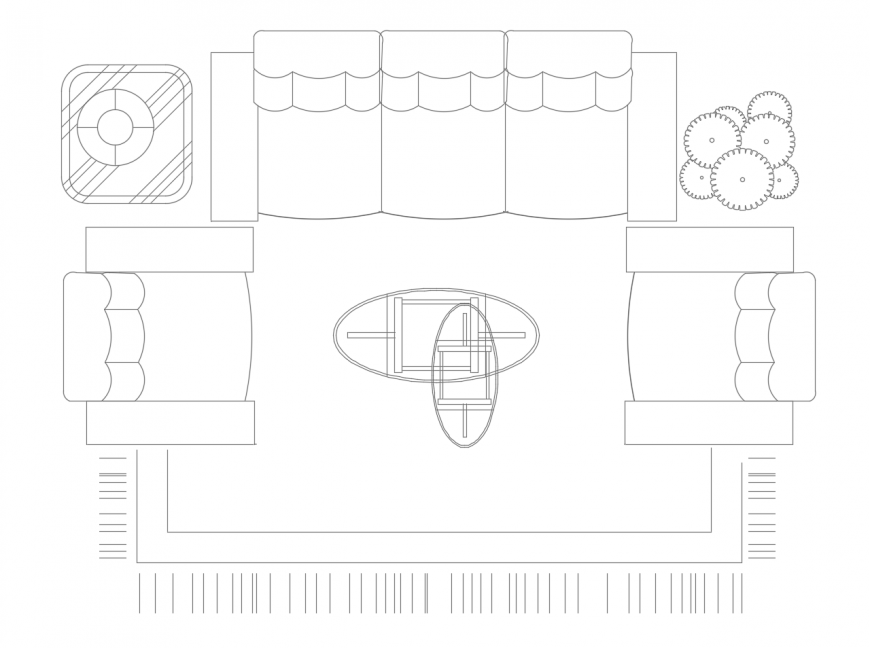 Drawing room area furniture units 2d view autocad file