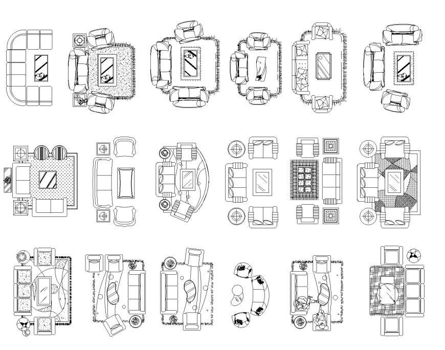 Drawing room furniture detail dwg file