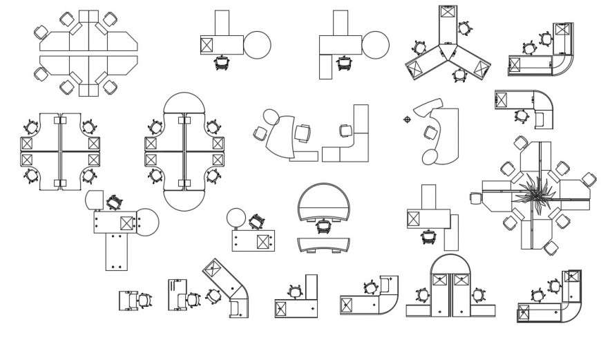 Drawings details of office furniture blocks dwg autocad file