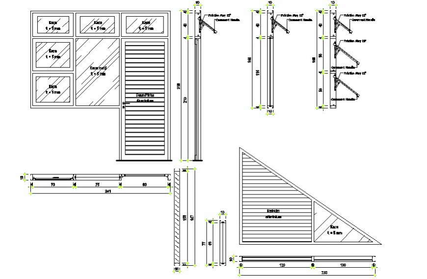Drawings details of door window units block dwg file