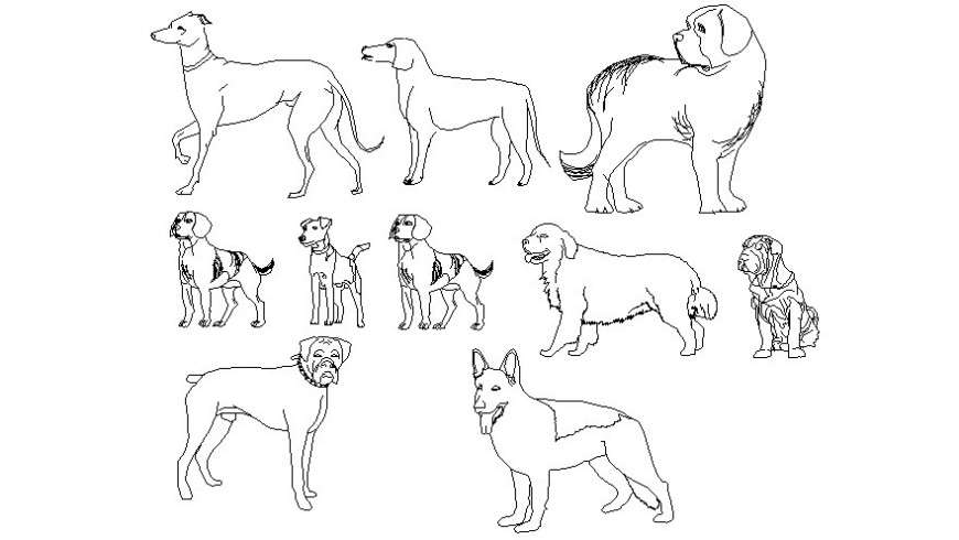 Drawings details of pet dog animal blocks dwg autocad software file