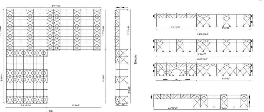 Drawings details of struts CAD elevation dwg file
