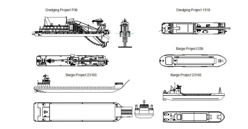Dredging and barges autocad file