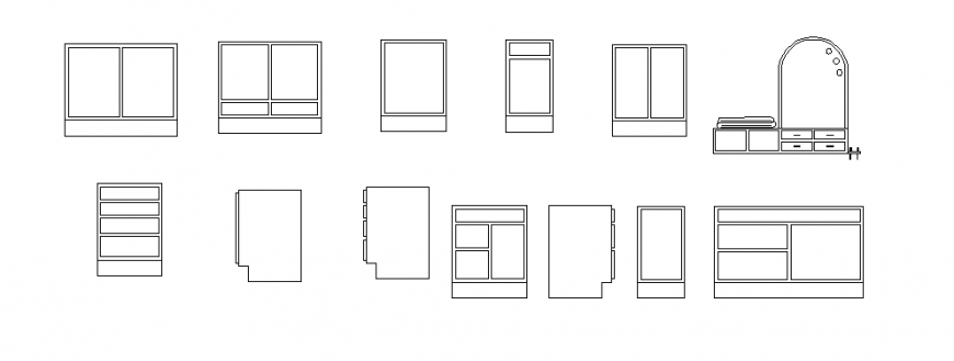 Dressing table plan and elevation layout file