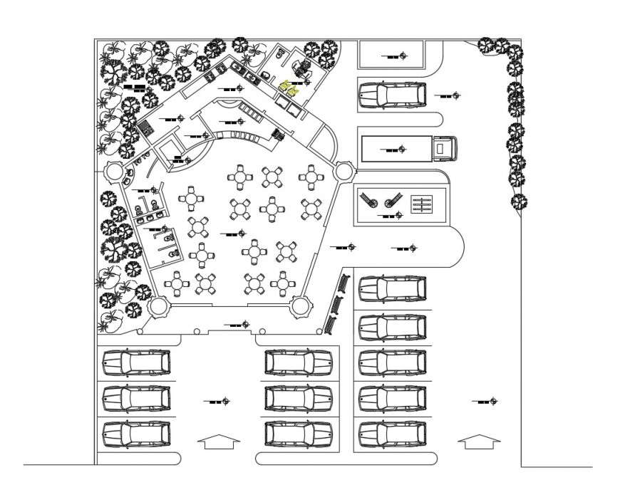 Dwg file of ecological restaurant 2d details