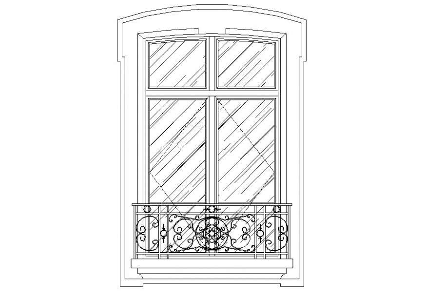 DWG file of glass shutters window
