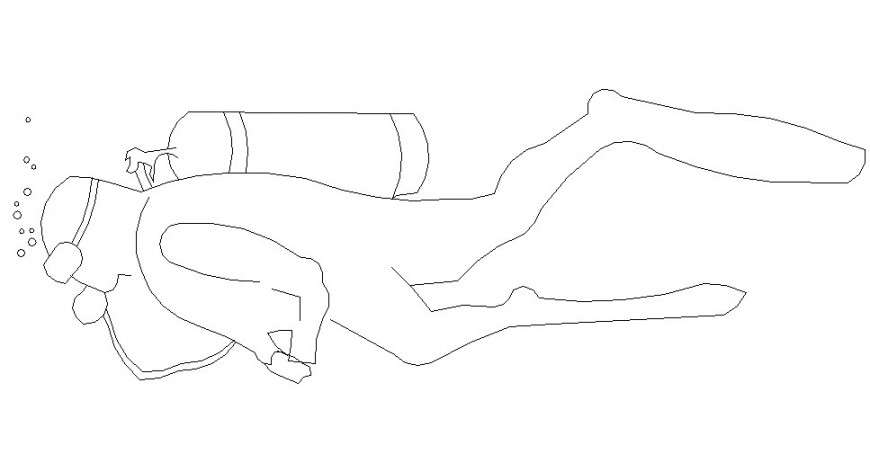 Dwg file of sea diver block.