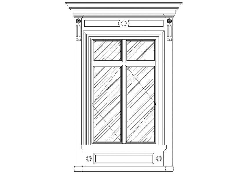 Dwg file of the decorative flat arch window