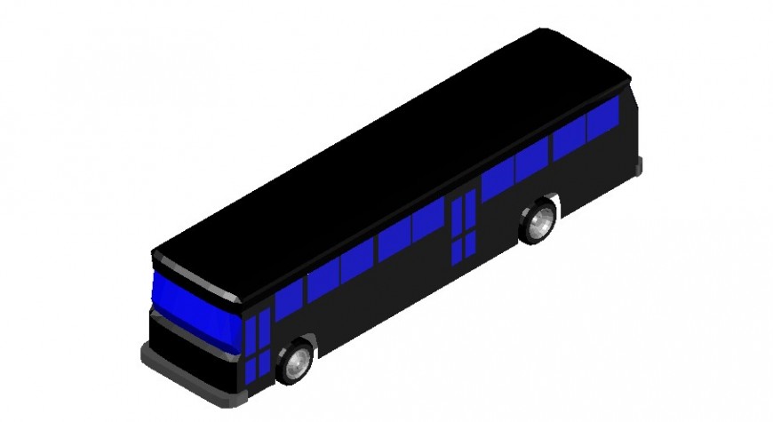 Dynamic bus 3d block cad drawing details dwg file
