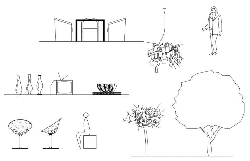 Dynamic multiple household 2d blocks cad drawing details dwg file