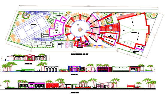 Residential tourism project cad drawing is given in this cad file. Download this 2d cad file now.